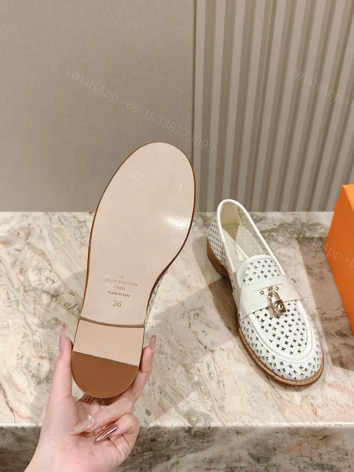 View 2 of LV Women White Leather Loafers