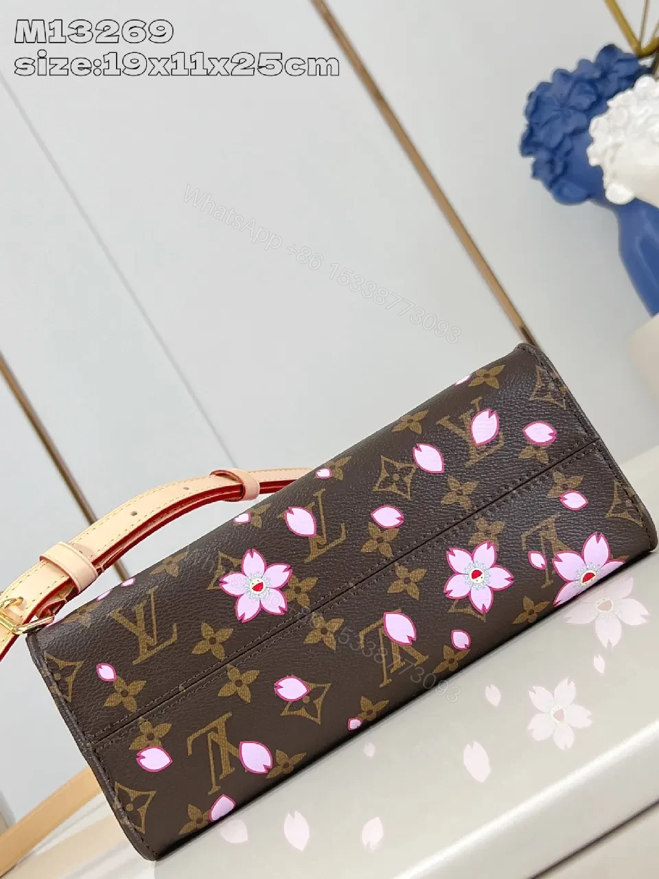 View 3 of Chic Floral Monogram Handbag: Luxe Craft, Pink Petal Accent