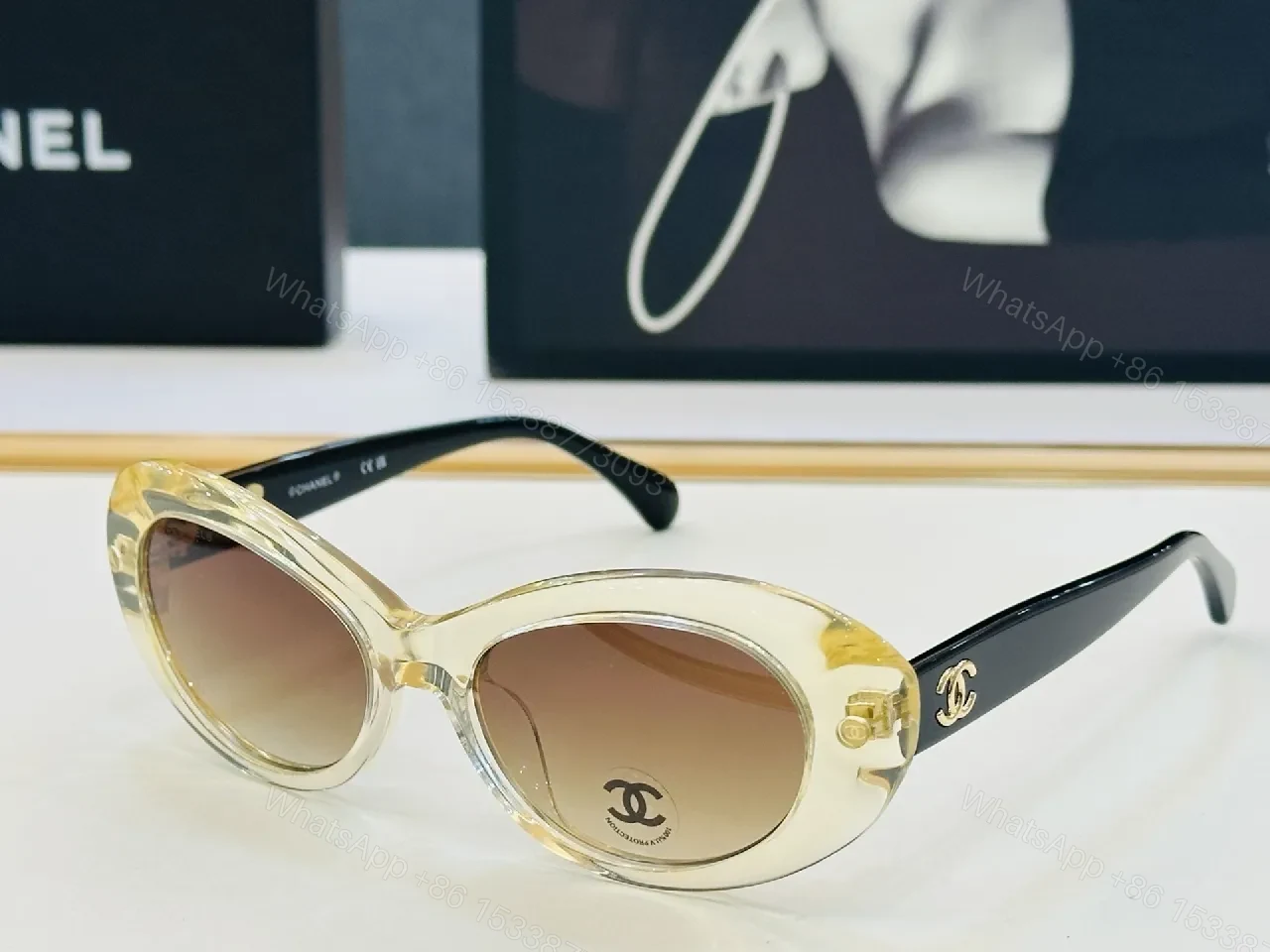 View 6 of Chic Black Cat-Eye Sunglasses with Gold Detailing