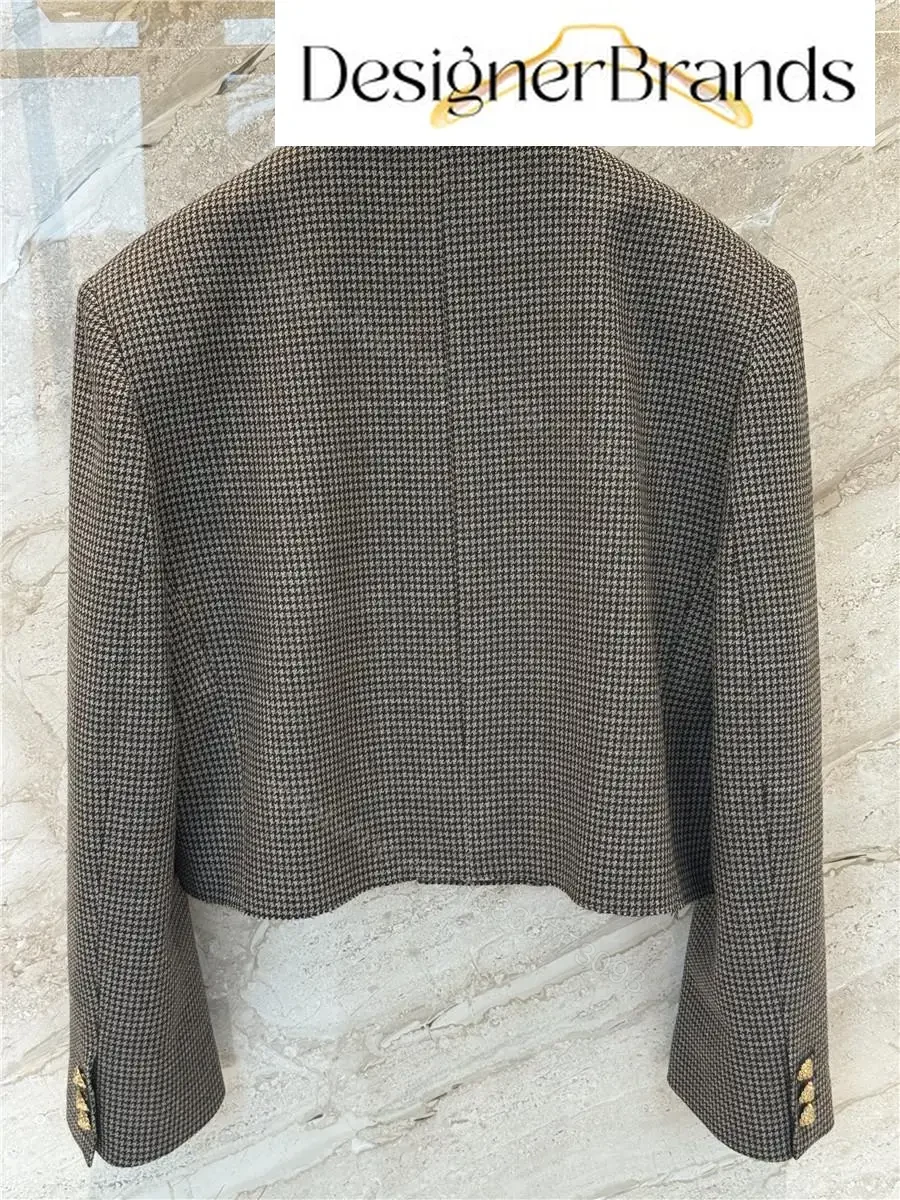 View 8 of Chanel Brown Houndstooth Cropped Jacket