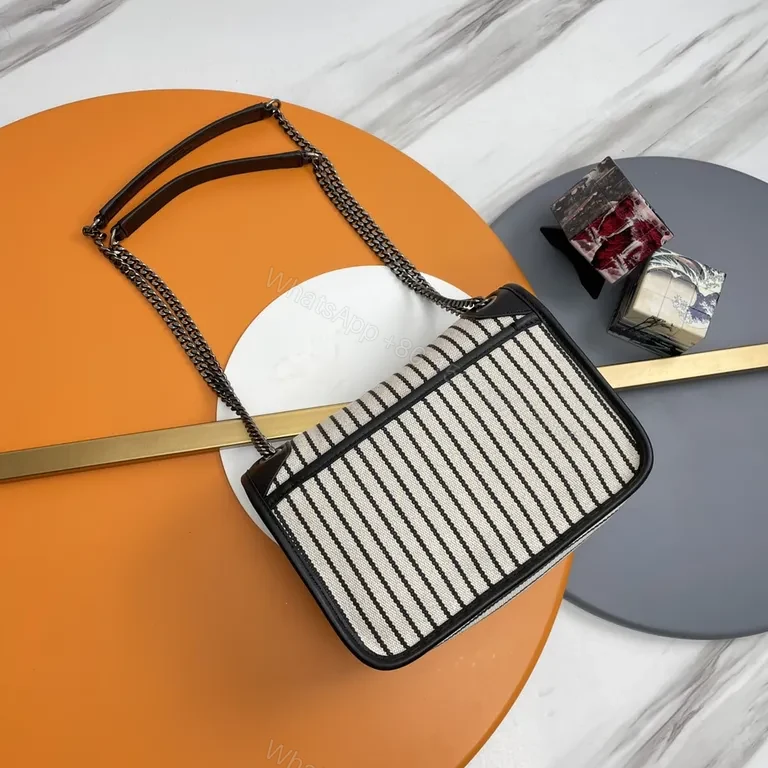 View 4 of Patterned Stride Bag: Modern Stripes with YSL Hardware Luxury Bag