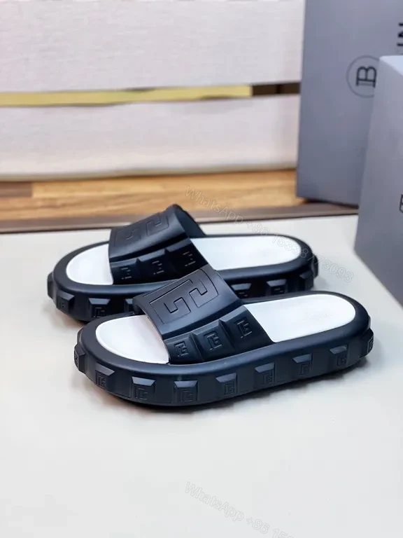 View 4 of Monochrome Balmain Embossed Slide with Cushioned Comfort