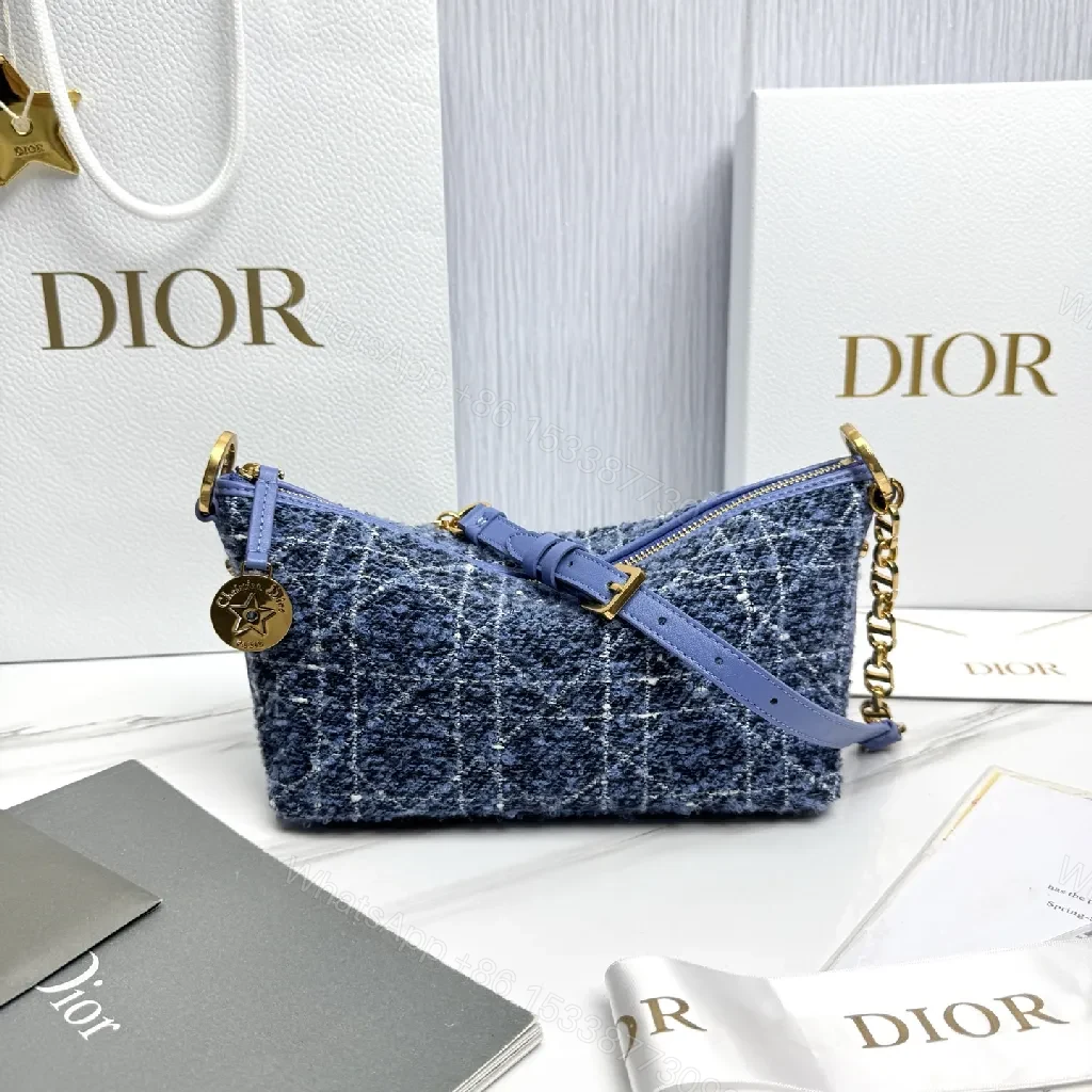 View 3 of Denim Texture Mini Shoulder Bag with Gold Chain - Designer-Inspired Compact Bag