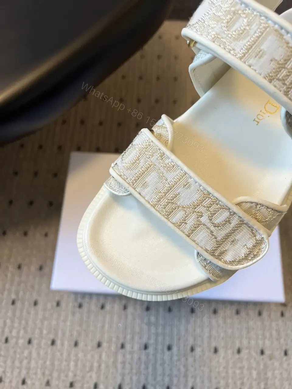 View 3 of Chic Strappy Sandals: Premium Faux Leather, Minimalist Logo, Comfort-Driven Style
