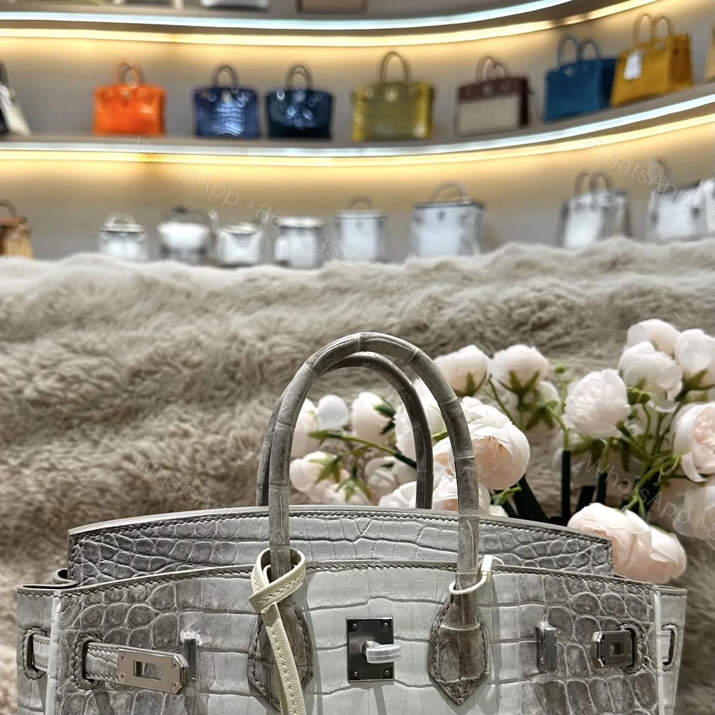 View 6 of Hermes Birkin 25cm Himalaya Crocodile Leather Silver Hardware