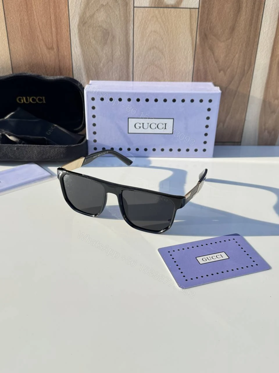 First Copy Gucci 1669 Black Gold Sunglasses — view 1