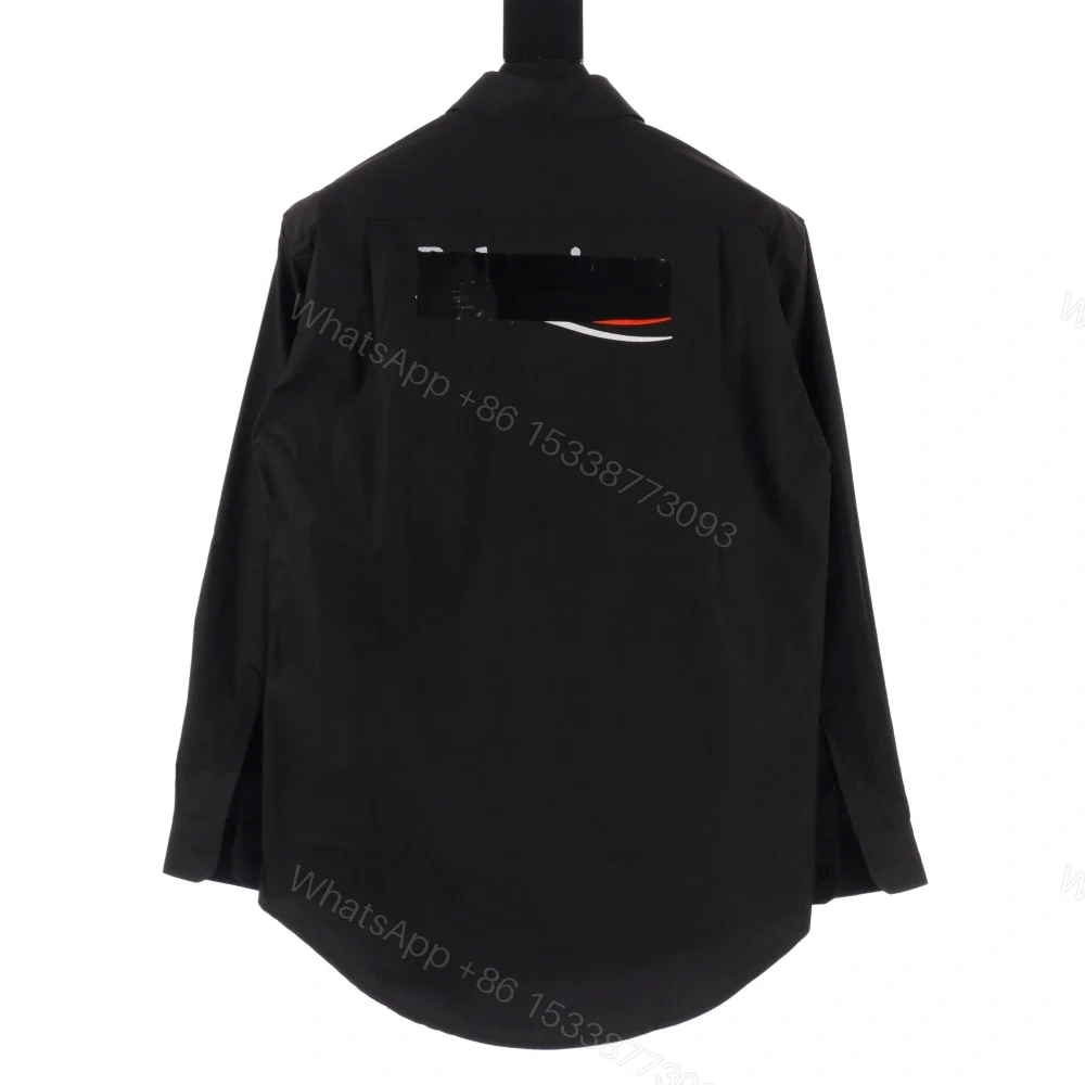 View 2 of 高仿Balenciaga*SS23系列719874壓膠塗層LOGO襯衫黑色