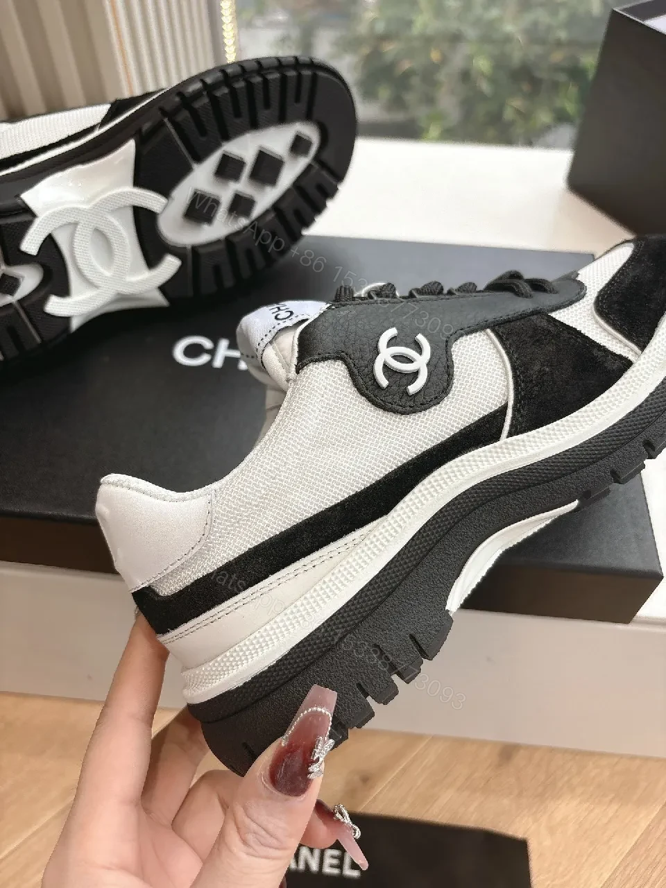 View 3 of Monochrome Knit Sneakers: Luxe Comfort, Bold Contrast