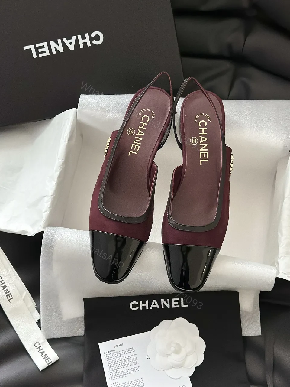 View 9 of Burgundy Suede & Patent Toe Slip-On Flats, Luxe Chic