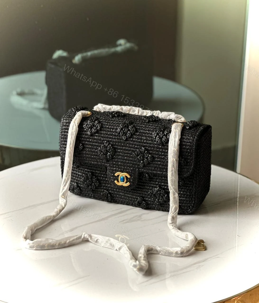 View 4 of CHANEL Braided Raffia Rectangular Flap Bag