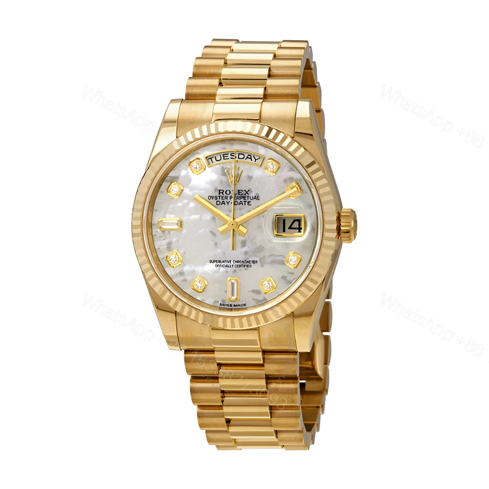 View 2 of Rolex Day-Date 128238 Yellow Gold Mother Of Pearl Dial Replica