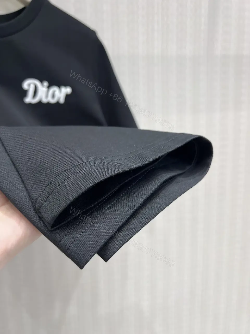 View 9 of Black Cotton T-Shirt Dior Logo, Classic Fit, Short Sleeve Tee
