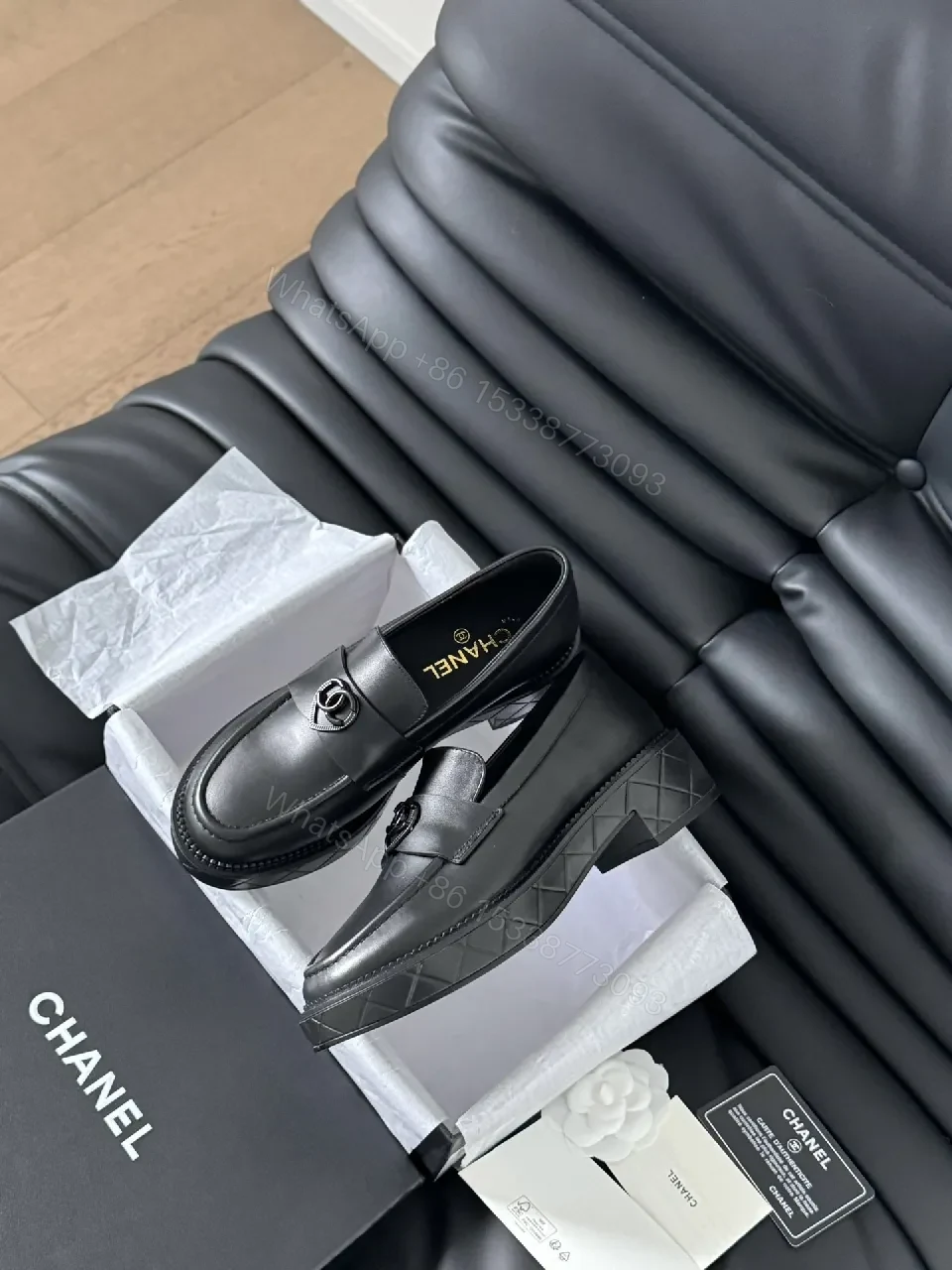 View 5 of Black Leather Loafers – Signature Hardware, Timeless Style