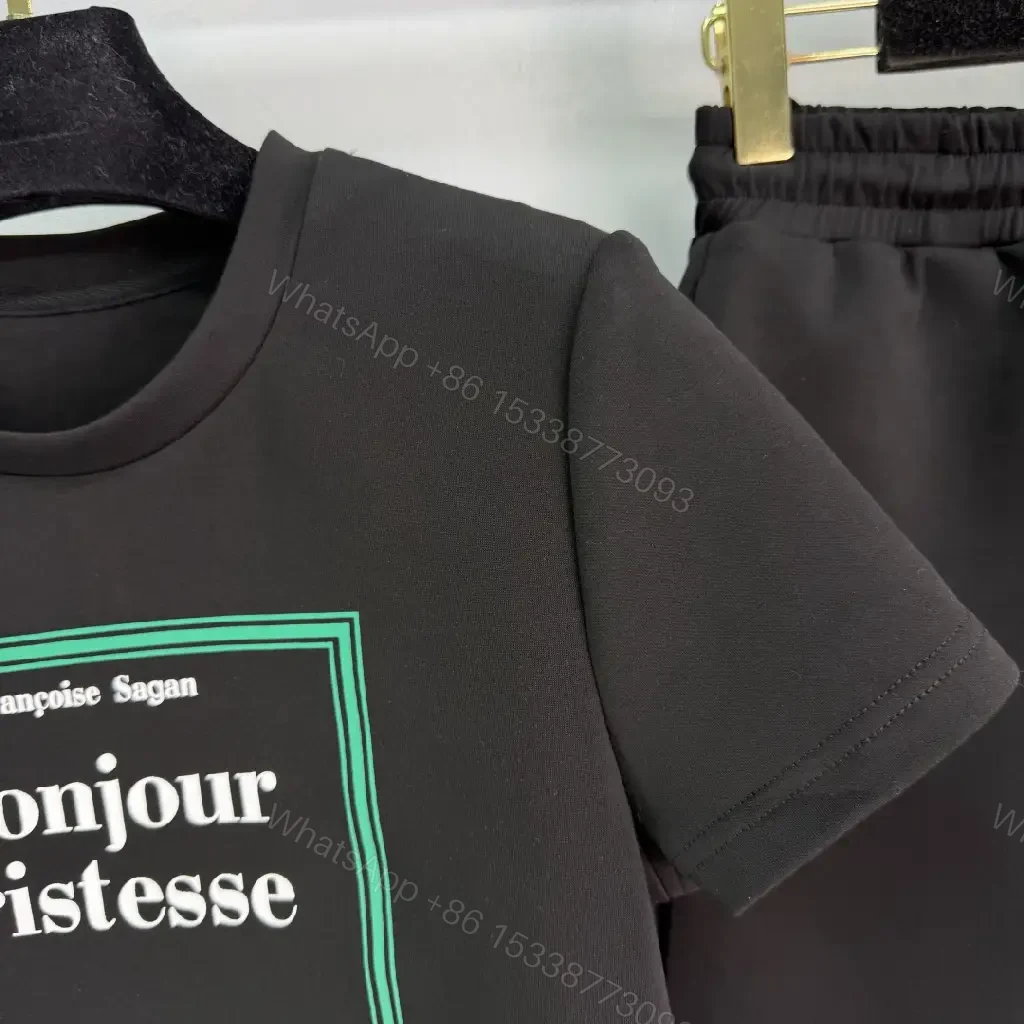 View 7 of Black Cotton Tee Shorts Set, Casual Dior Label