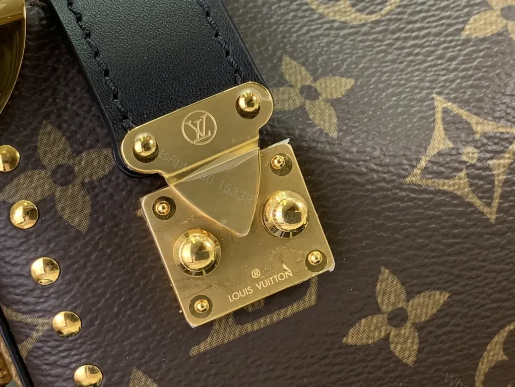 View 9 of Brown Monogram Luxe Purse: Gold Chain, LV Clasp, Shoulder/Crossbody