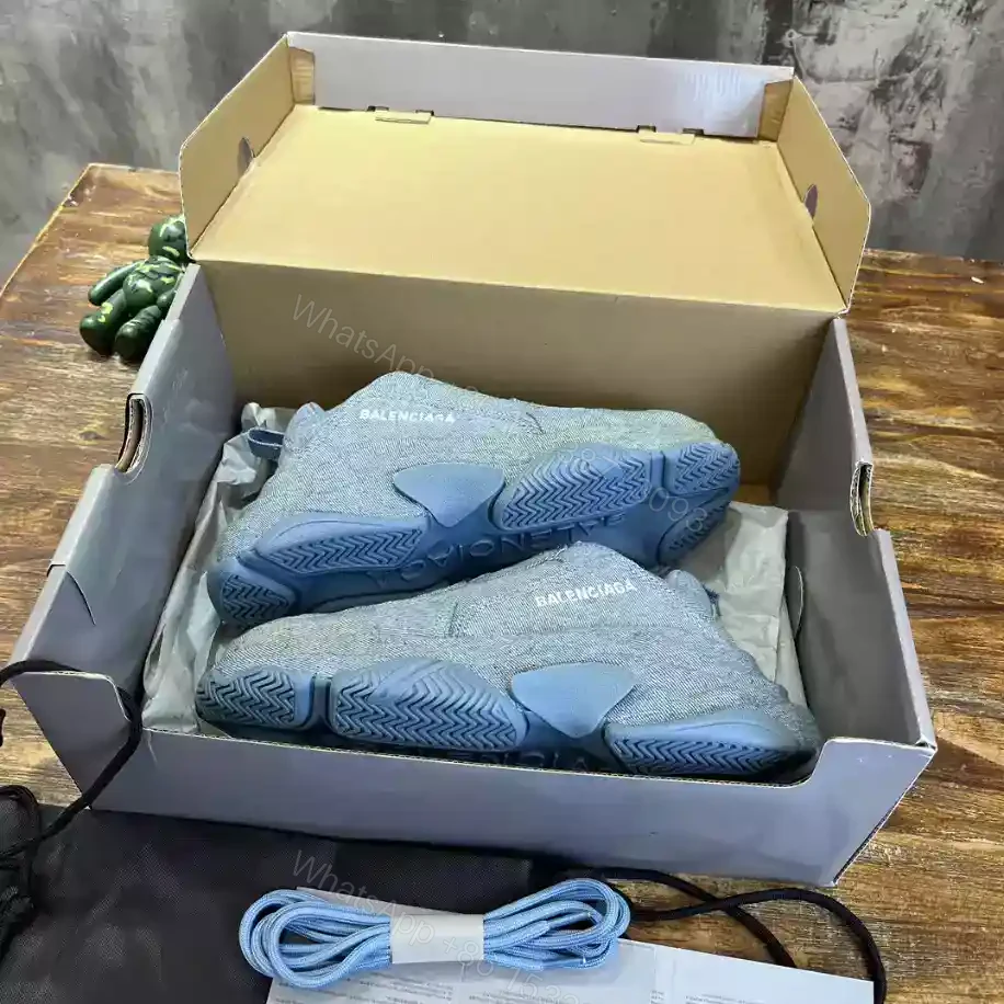 View 7 of BALENCIAGA WOMEN’S TRIPLE S SNEAKER DENIM IN BLUE – BB255