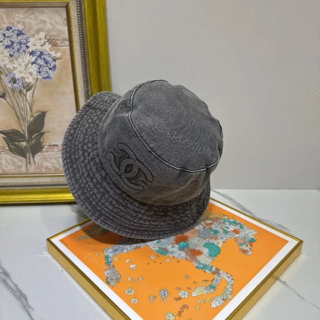 View 4 of Dark Denim Bucket Hat with Interlocking Logo, Lux Style