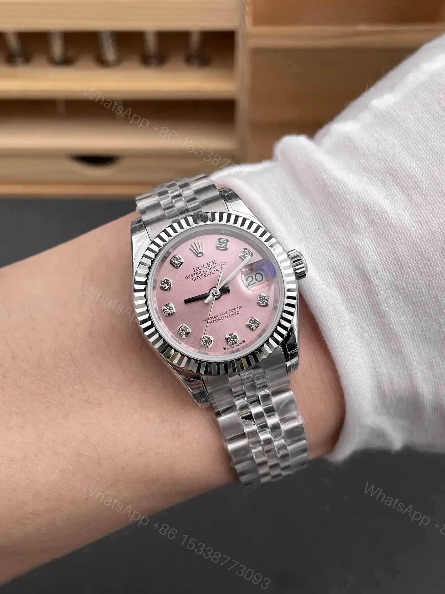 View 9 of Rolex Datejust 28mm Pink Diamond Dial Automatic Watch RLX-DJ-28-PNK-DIA-2671