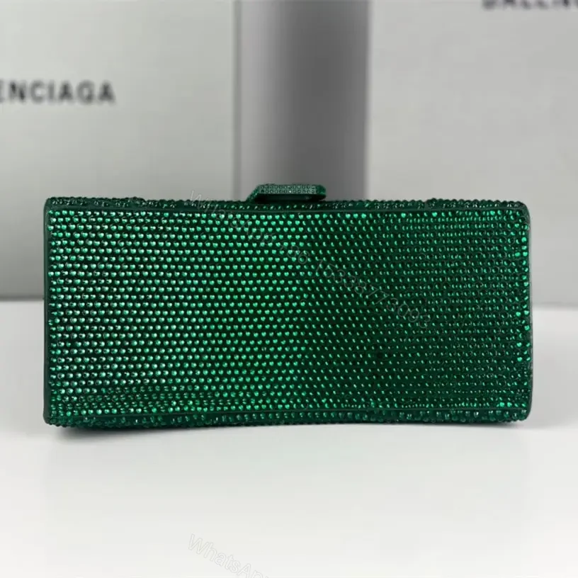 View 5 of 高仿Balenciaga*Hourglass系列沙漏包滿鑽綠色S