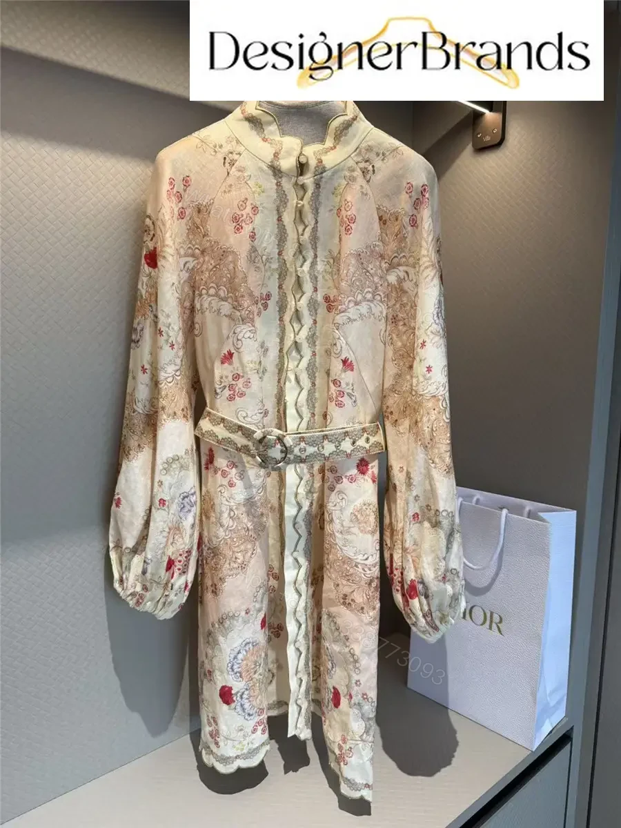 View 5 of Zimmermann Daylight Embroidered Floral-Print Linen Mini Dress