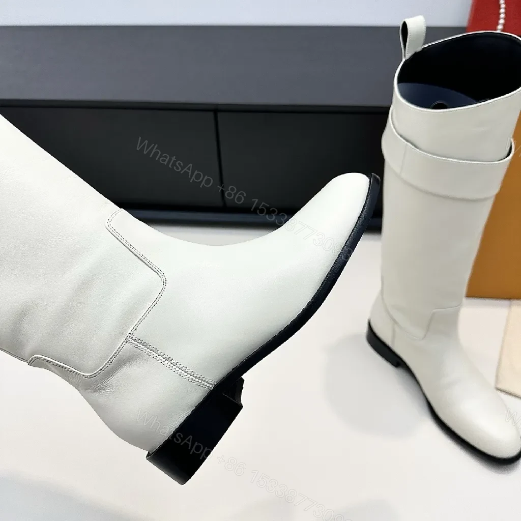 View 4 of Off-White Leather Boots: Minimalist Western Chic Comfort