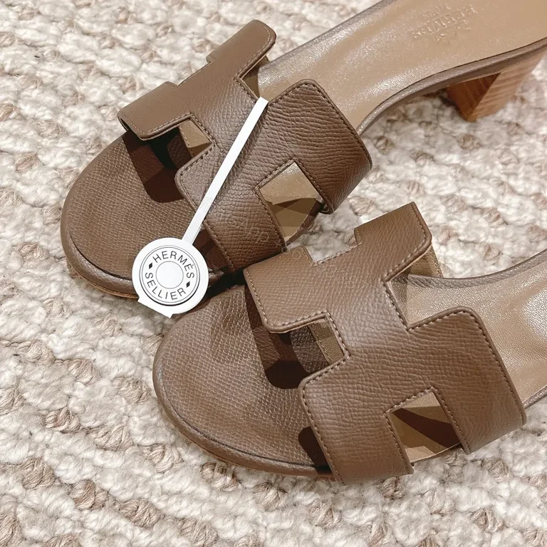 View 9 of Brown Leather Hermes-Style H-Strap Sandals - All-Day Comfort