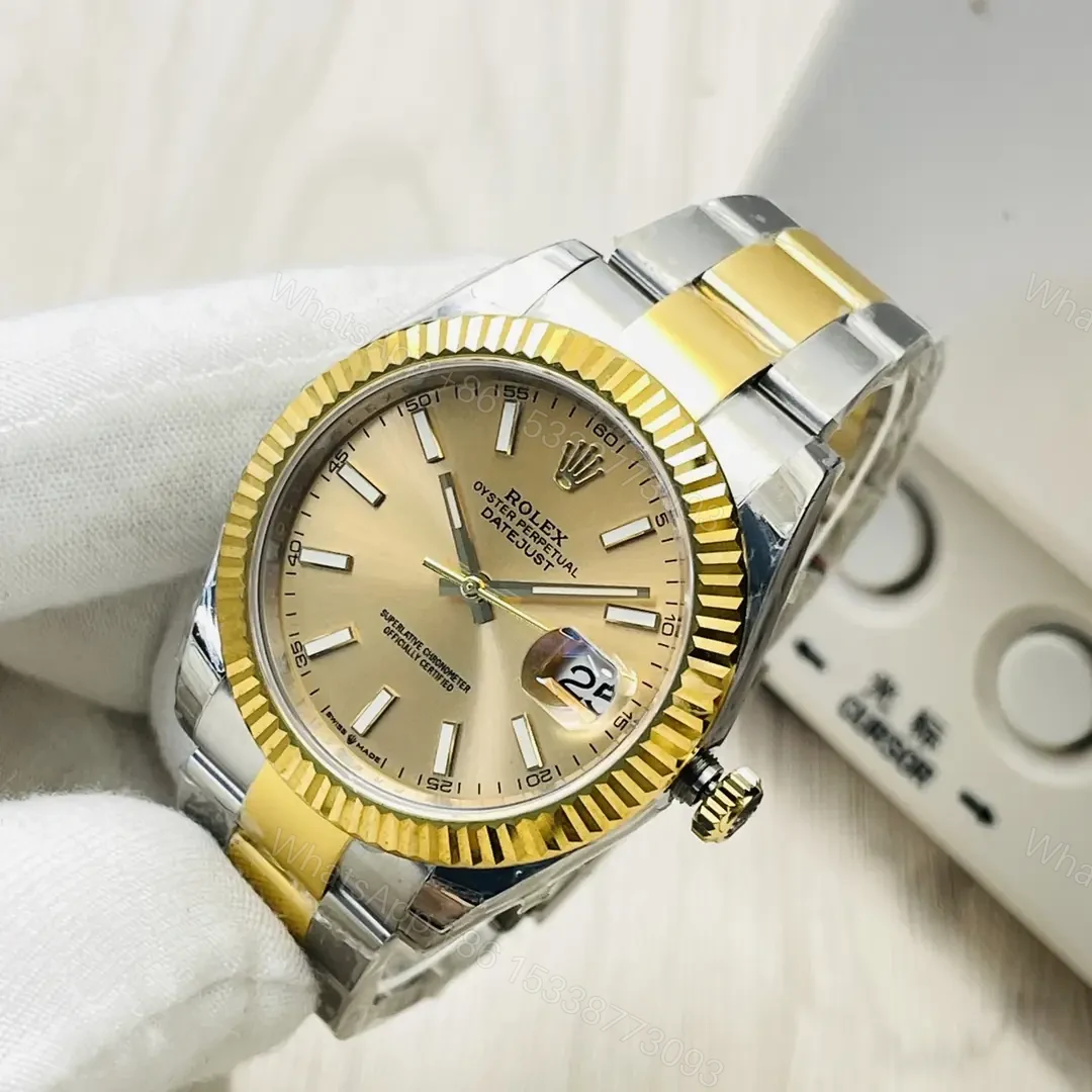 View 3 of Rolex Datejust 41 Yellow Rolesor Fluted Champagne Dial Oyster Bracelet – 126333-0009