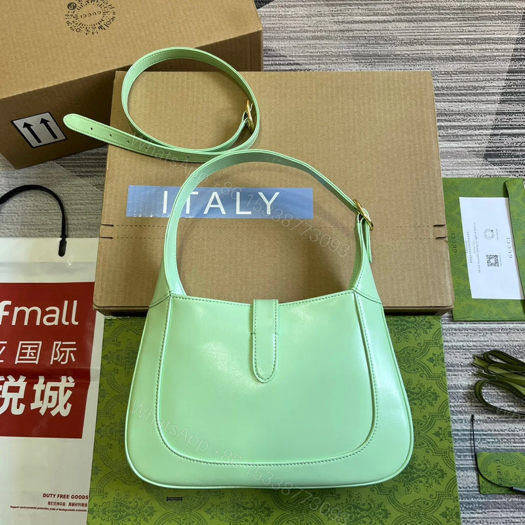View 3 of GG JACKIE SMALL 28 SHOULDER BAG IN LIGHT GREEN CALFSKIN
