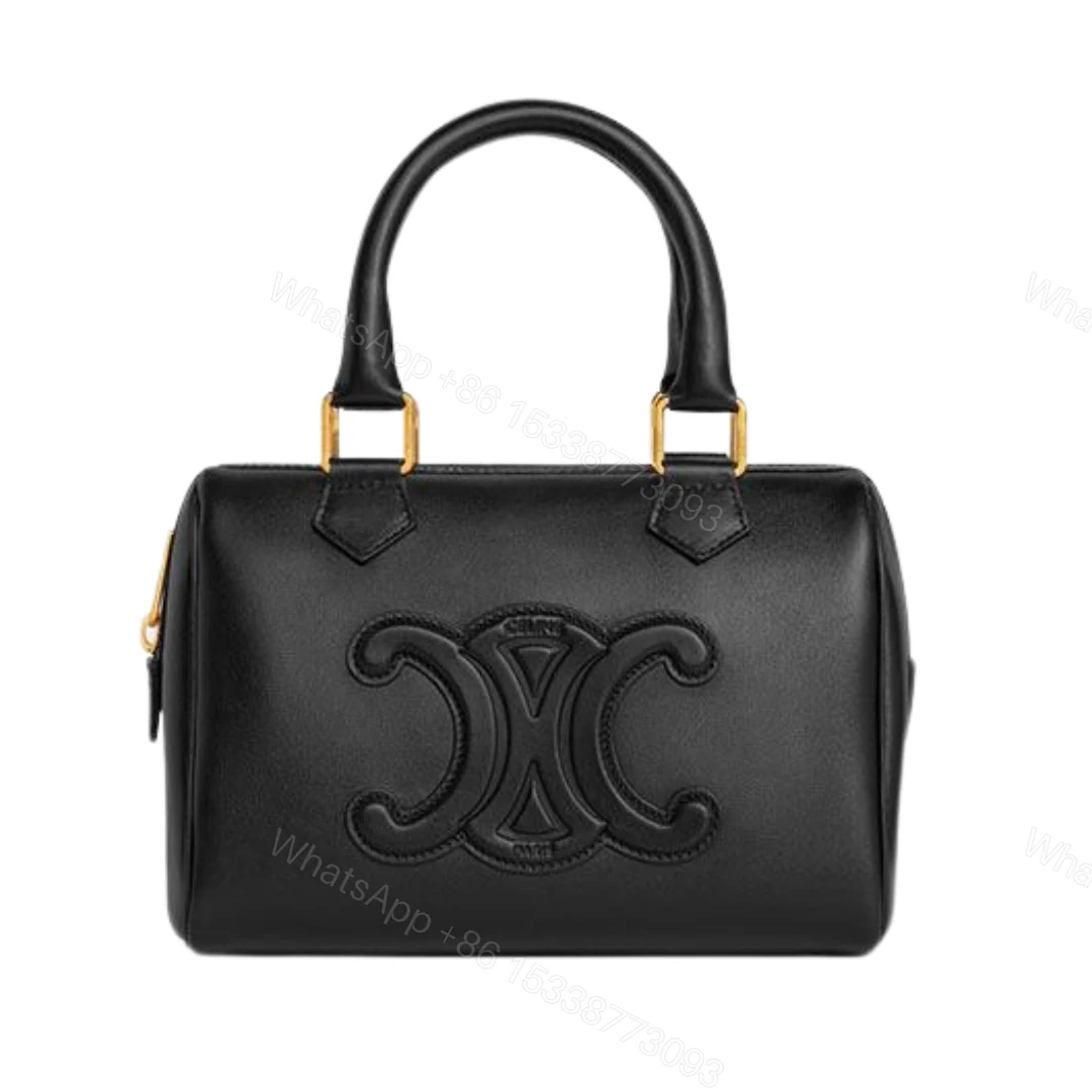 CELINE SMALL BOSTON BAG IN SMOOTH CALFSKIN WITH CUIR TRIOMPHE BLACK — view 1