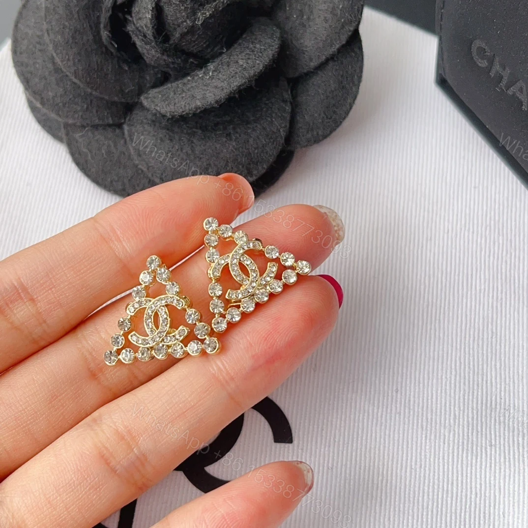 View 5 of Chanel Cc Logo With Triangular Gemstones Gold Ab2468 B010203 Nk635