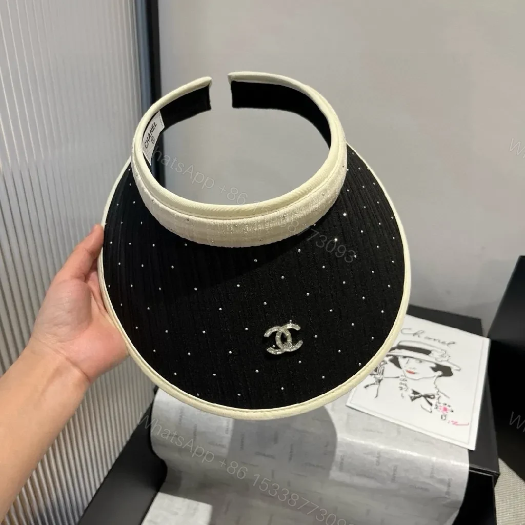 View 6 of Black Knit Dotted Visor with Cream Trim – Luxe Sun Shield