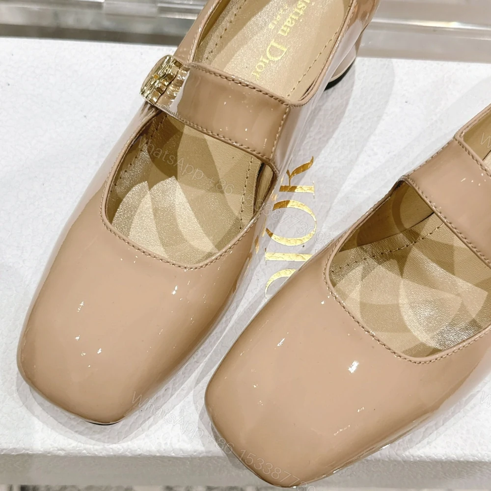 View 6 of 高仿Dior*Miss系列KDC270方頭粗跟單鞋4CM膚色漆皮免檢版