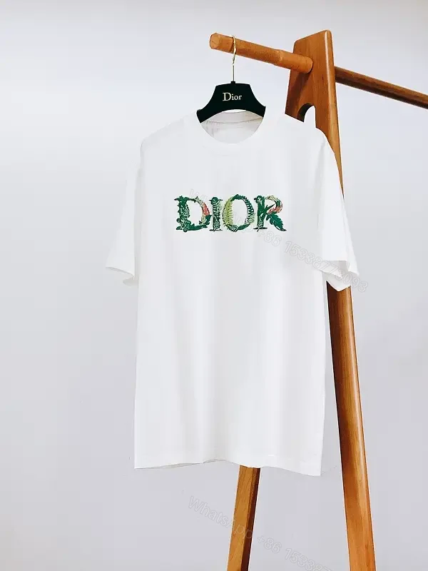 White Cotton T-Shirt Floral DIOR Logo Graphic Tee — view 1