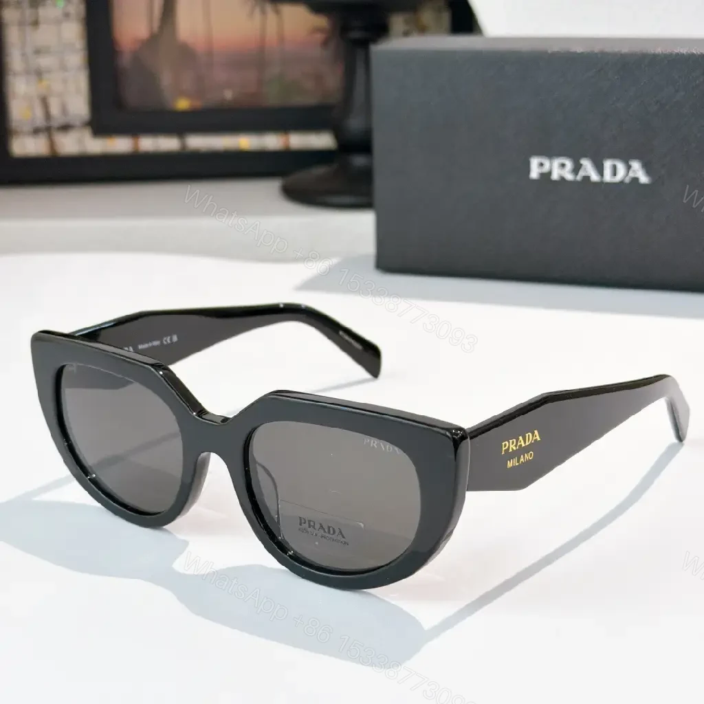 View 8 of Black Cat-Eye Oversized Sunglasses Gold Branding, Prada Milano