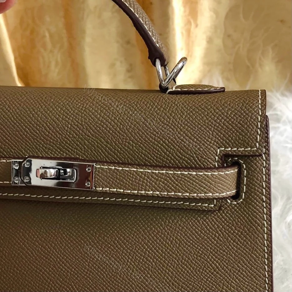 View 5 of Hermes Kelly Mini Epsom Handbag Etoupe 22Cm