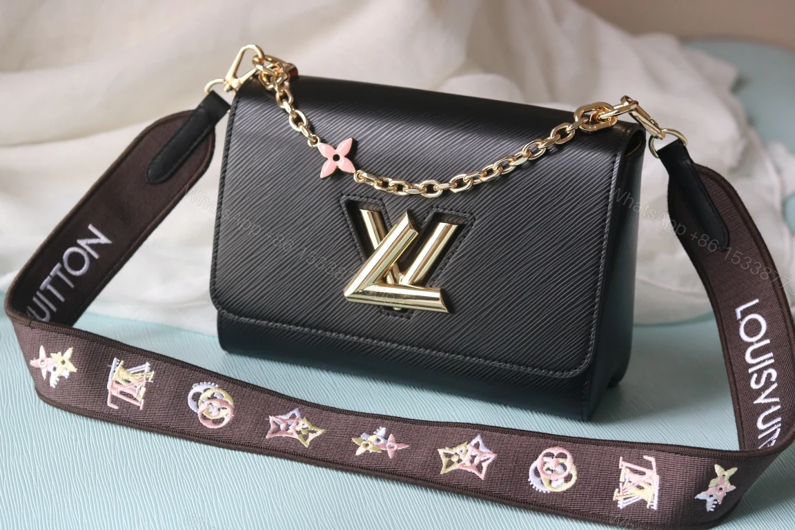 LV一比一Twist 50398黑色Epi皮革寬肩帶刺繡花朵包 — view 1