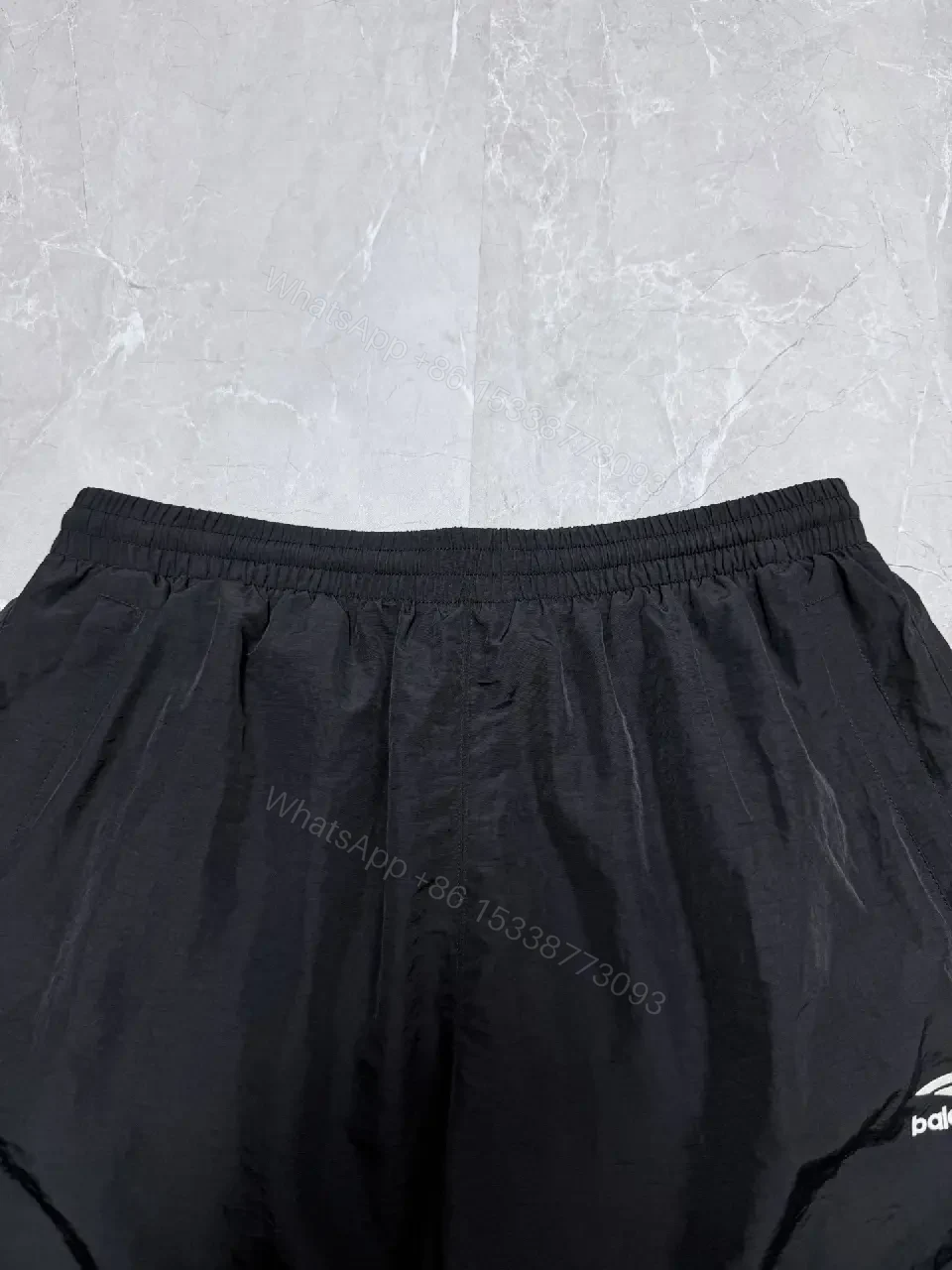 View 3 of Black Nylon Tech Shorts Lightweight Balenciaga Drawstring Closure Short Pants