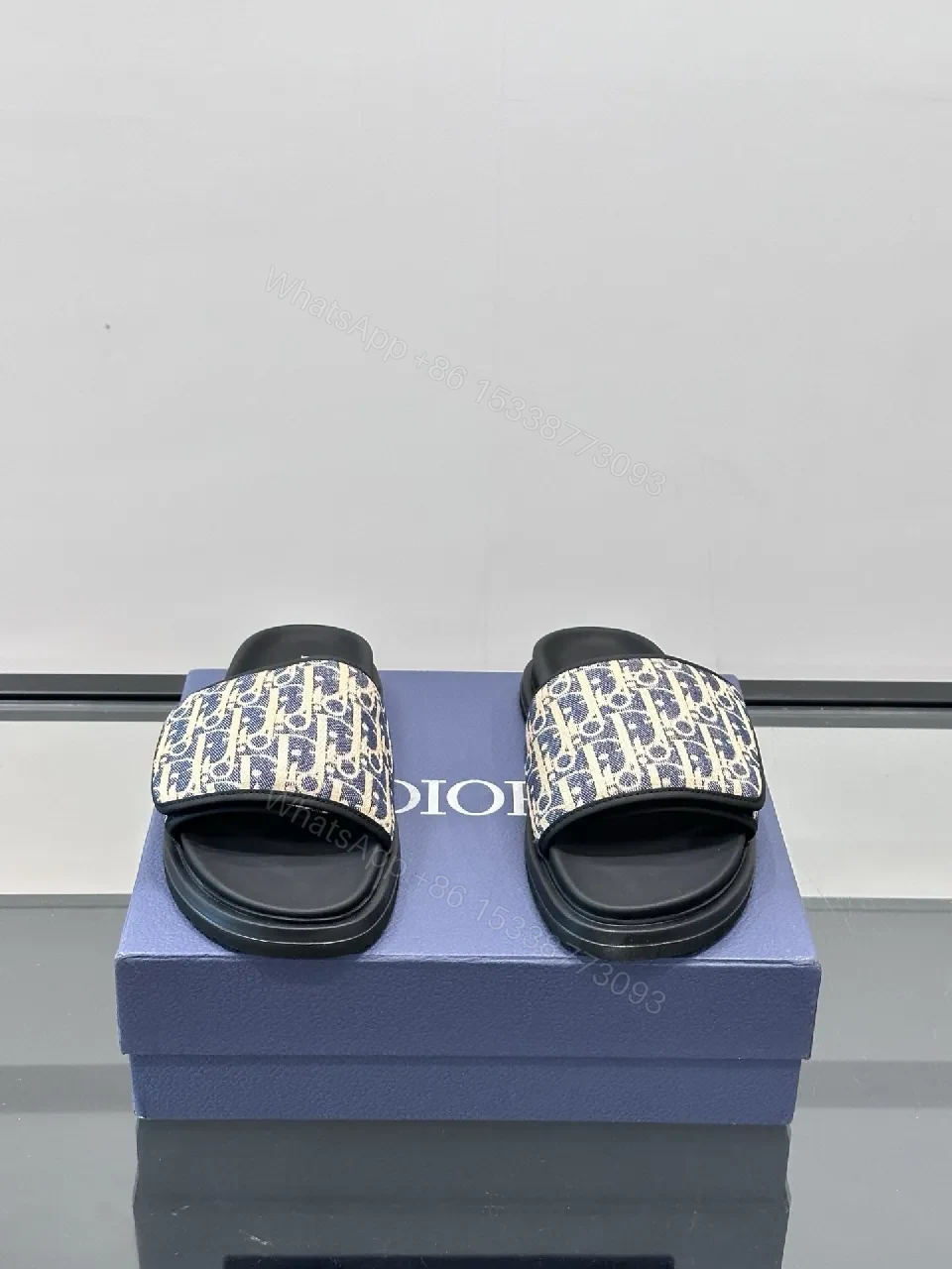 View 3 of Patterned Luxe Slides with Signature Detail - Summer Comfort