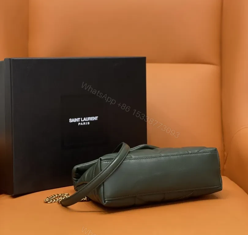View 6 of Quilted Calfskin Envelope Crossbody with YSL Gold Logo