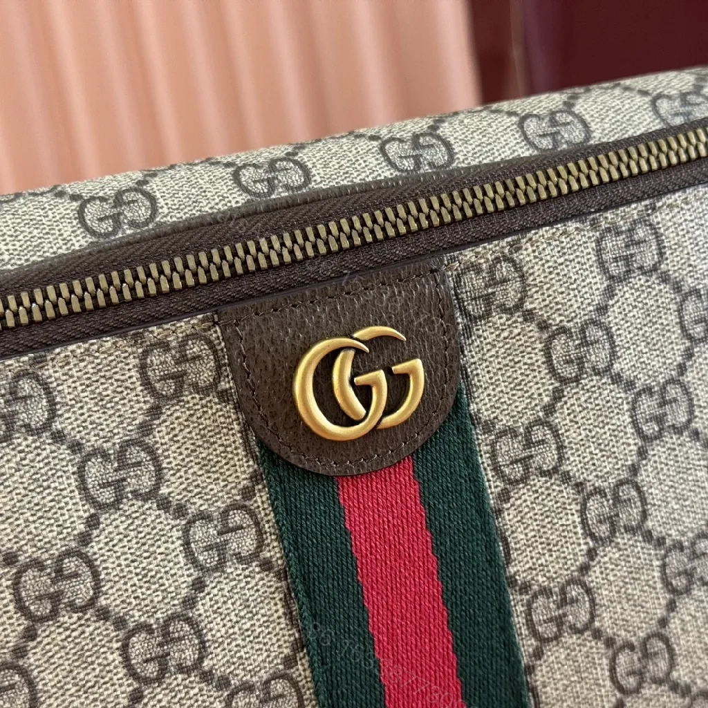 View 5 of Green-Red Web Belt Bag in Monogram Canvas, Luxe Everyday Carry