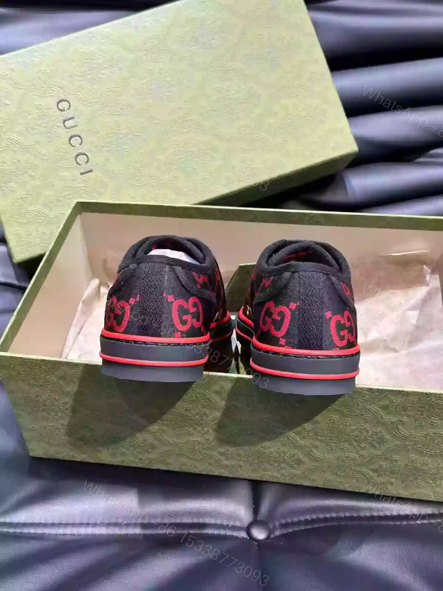 View 4 of GUCCI TENNIS 1977 SHOES SNEAKERS IN BLACK/RED – GC282