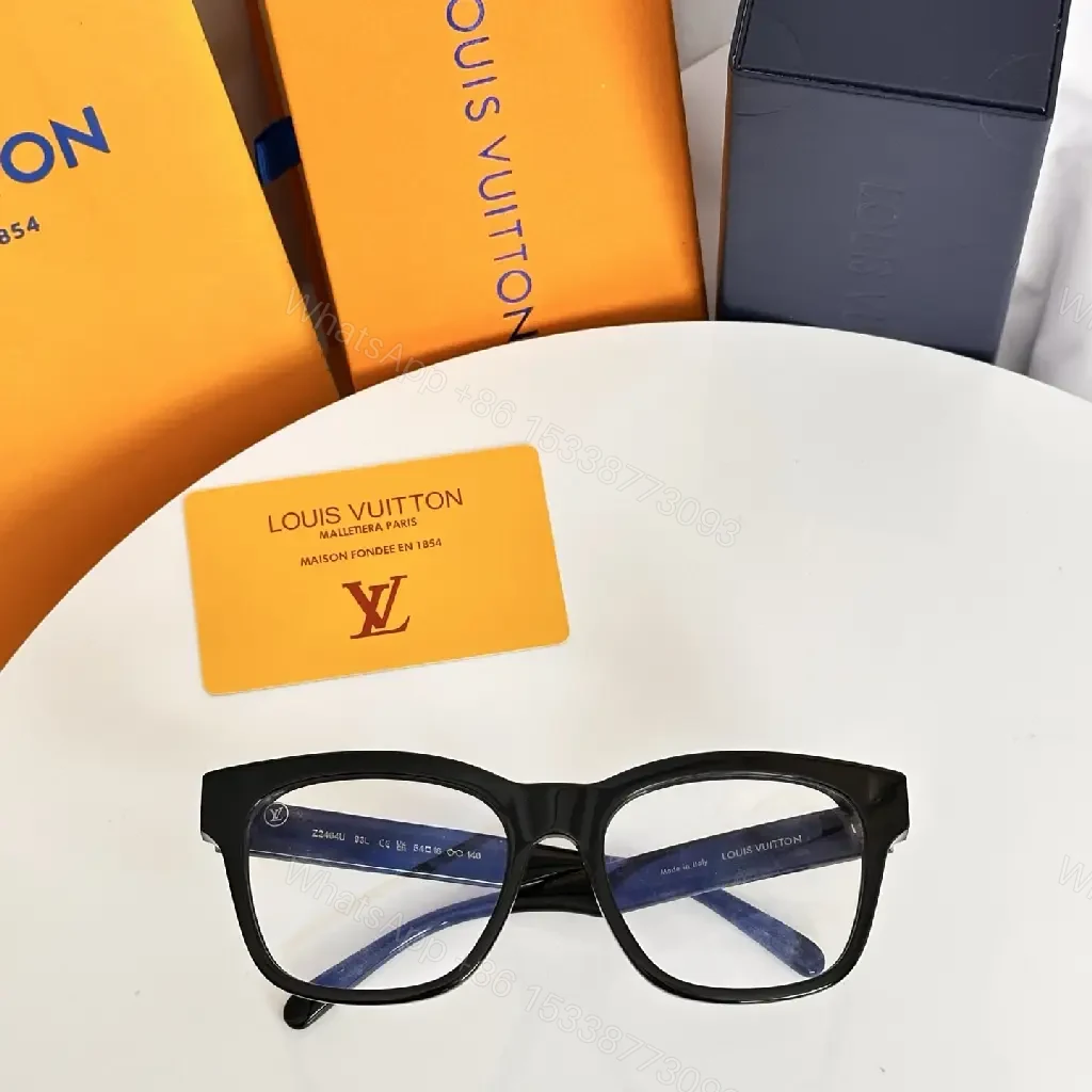 View 7 of Black Acetate Modern Frame with LV Detail Eyewear