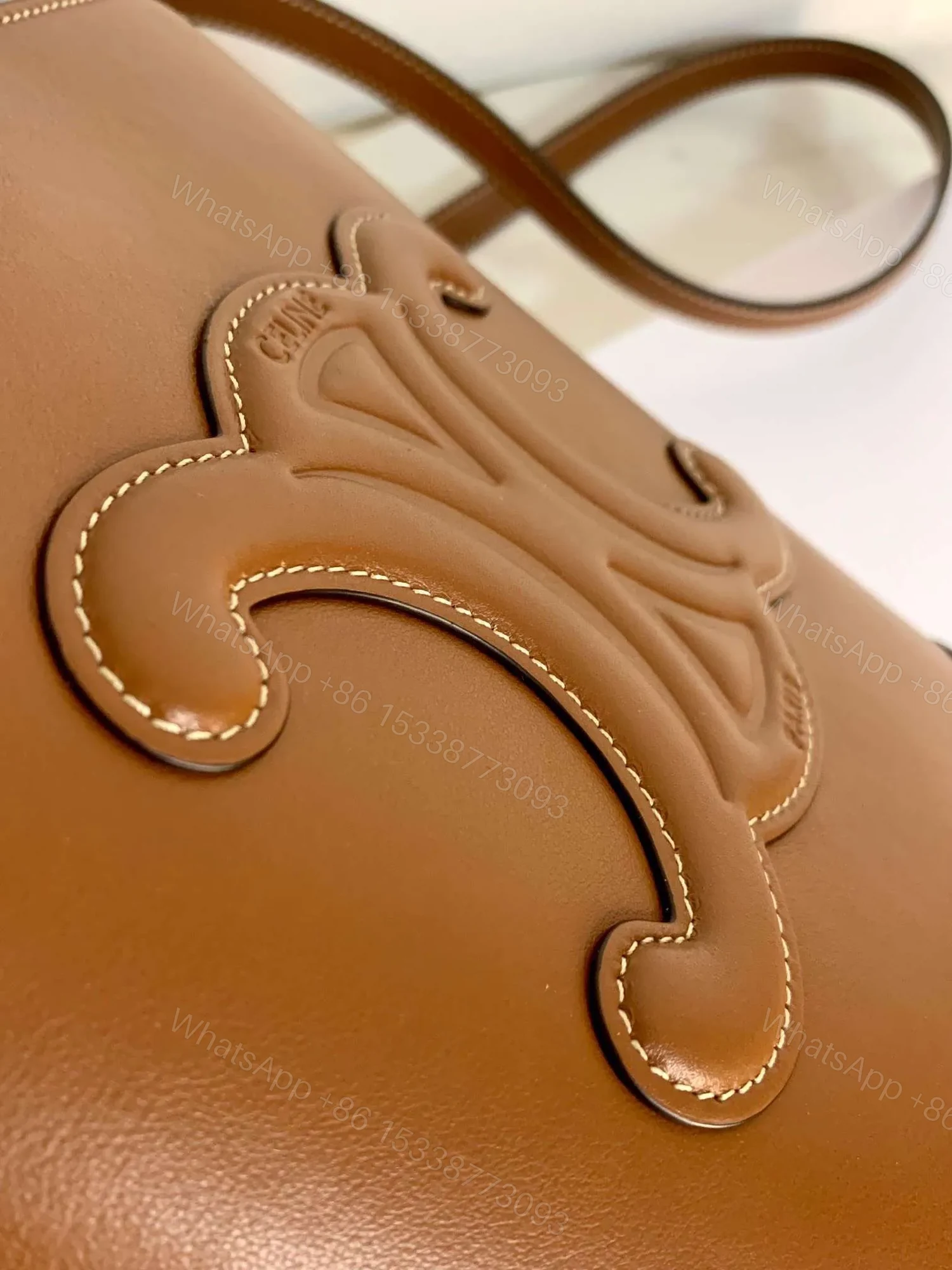 View 7 of Celine Small Bucket Cuir Triomphe Brown Bucket Handbag 30x22x12cm