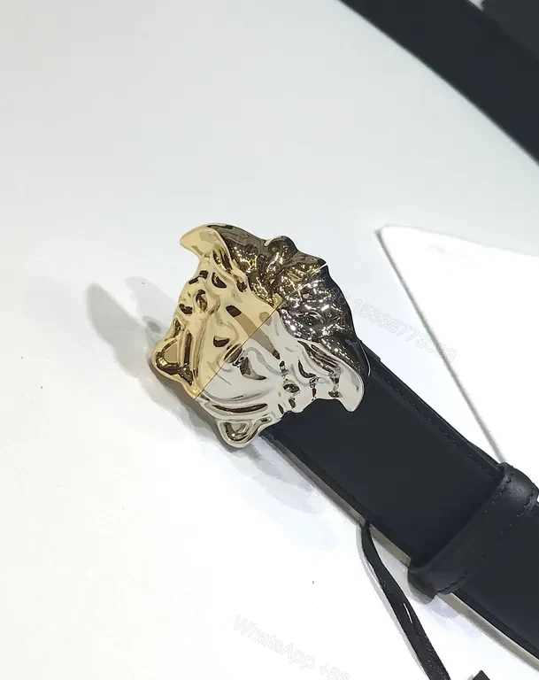 View 9 of Versace Belt: Black Calfskin, Medusa Buckle, Luxury Statement