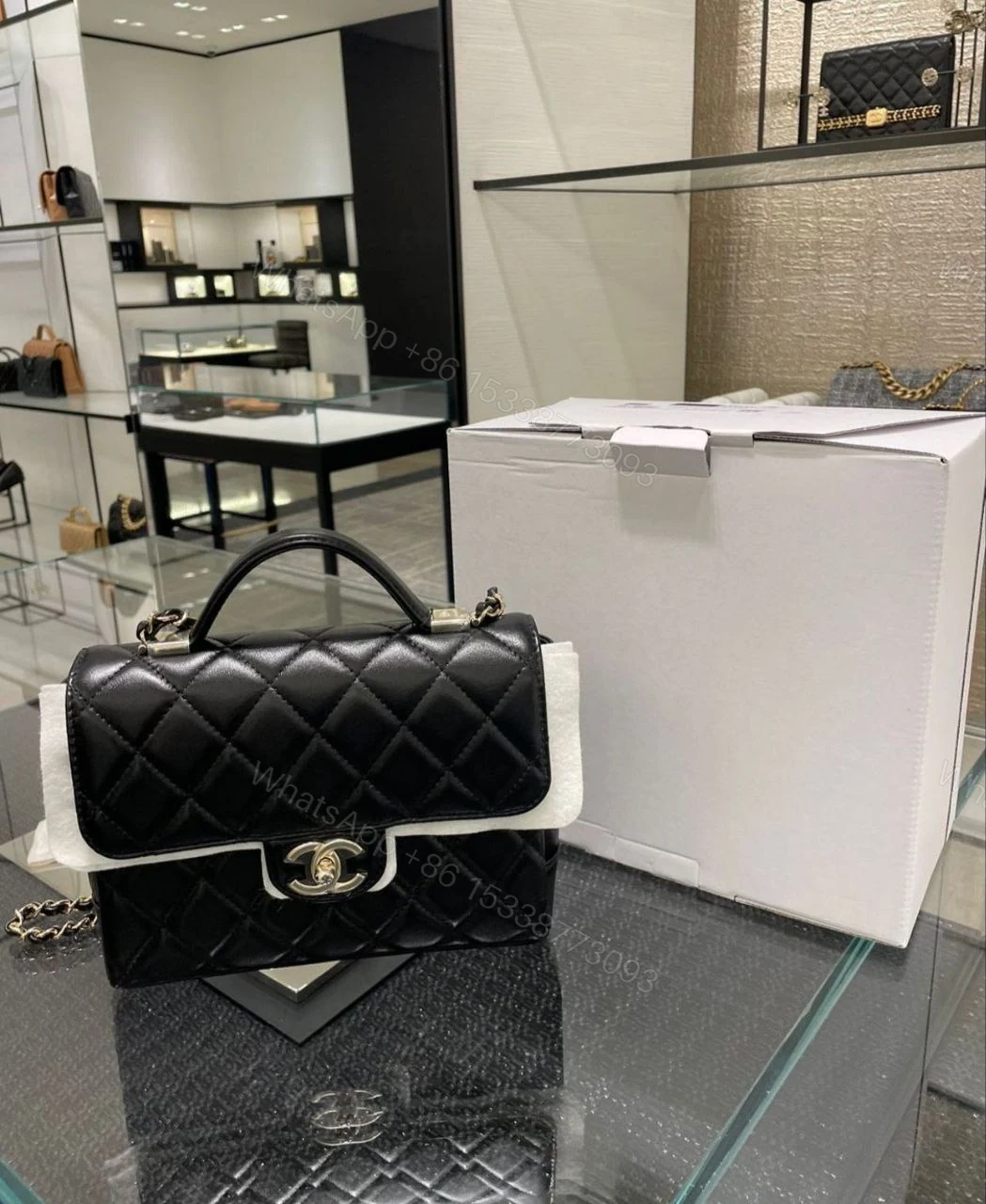 View 2 of Chanel Timeless Classique Top Handle leather handbag