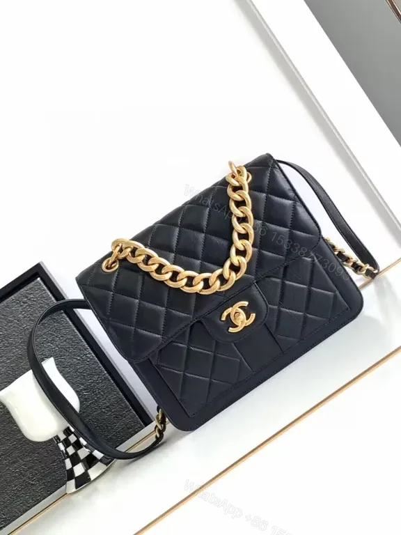 Gold Chain Quilted Leather Handbag: Classic Chanel Whisper Style — view 1