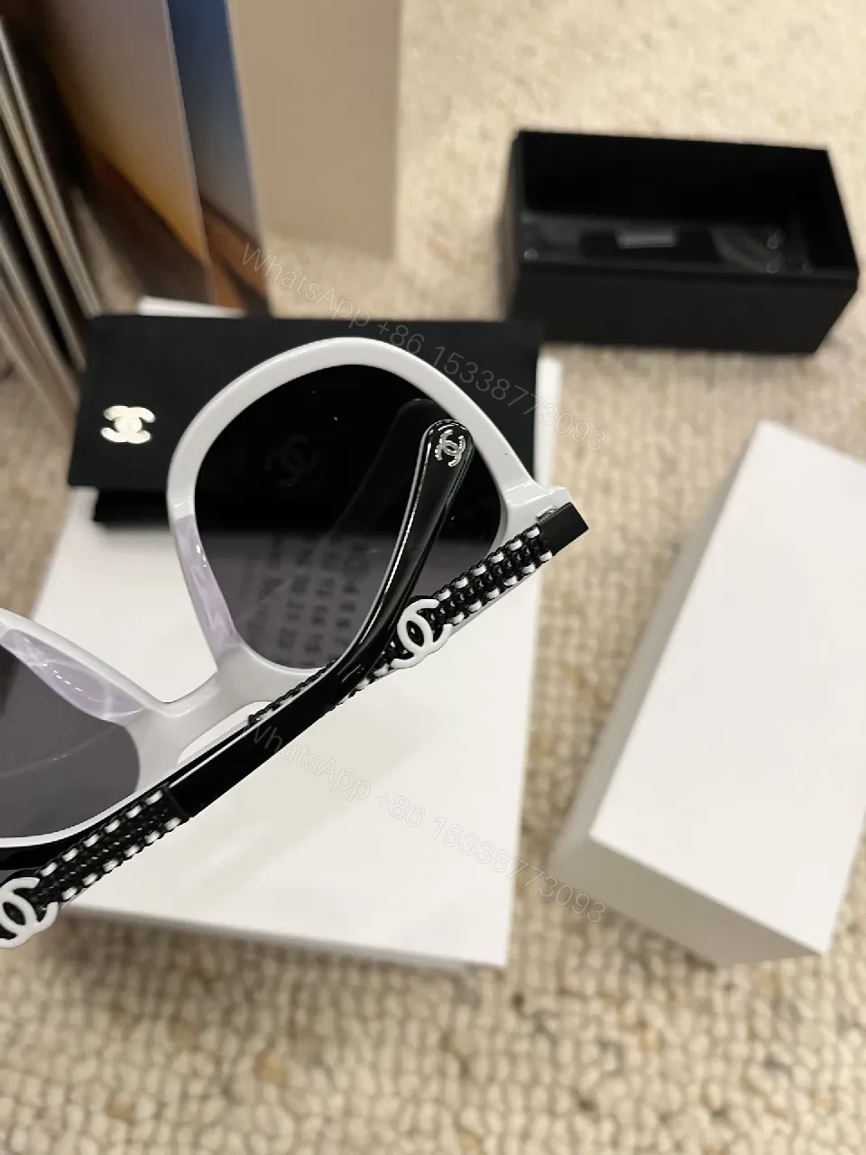 View 9 of Black Cat-Eye Sunglasses Set with Logo Details