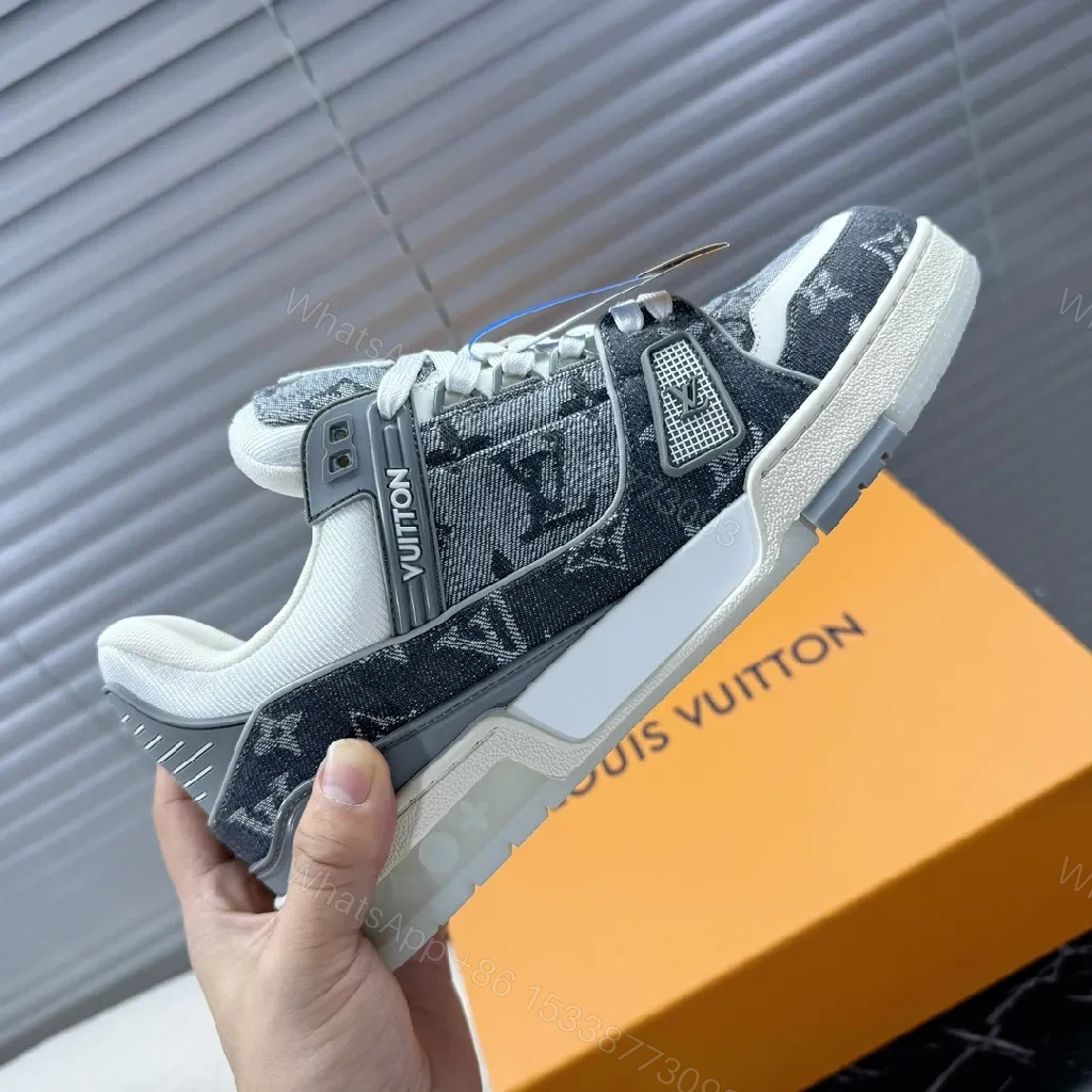 View 7 of Denim-Texture LV Low-Top Sneakers: Modern Luxury, Everyday Ease