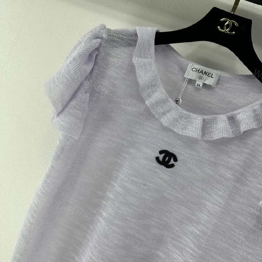 View 10 of Soft Rayon-Cotton Knit Top with Flounce Sleeve Details