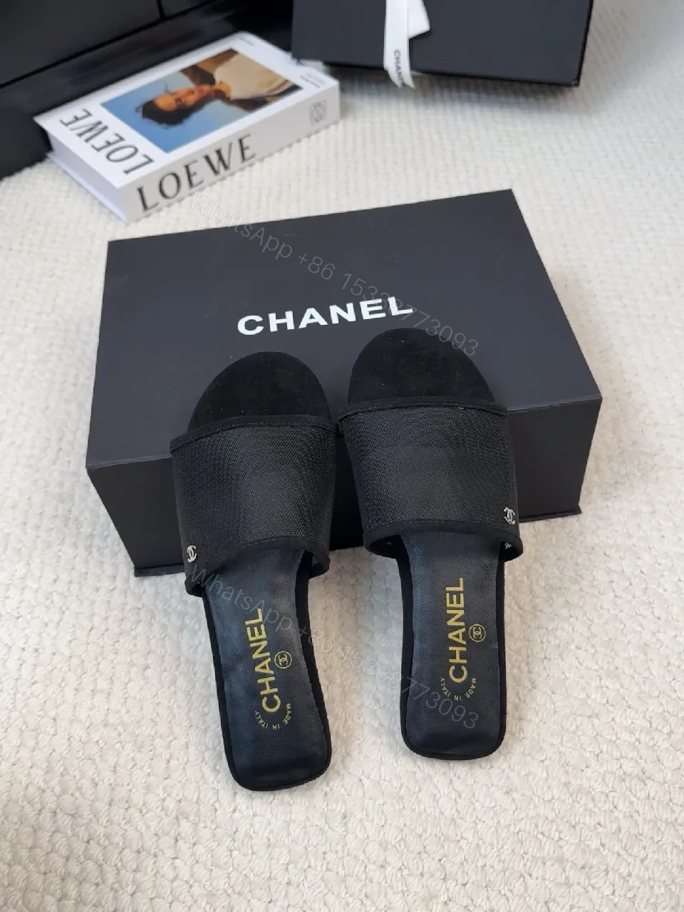 View 8 of Black Satin-Trim Slide Sandals: Luxe Everyday Comfort